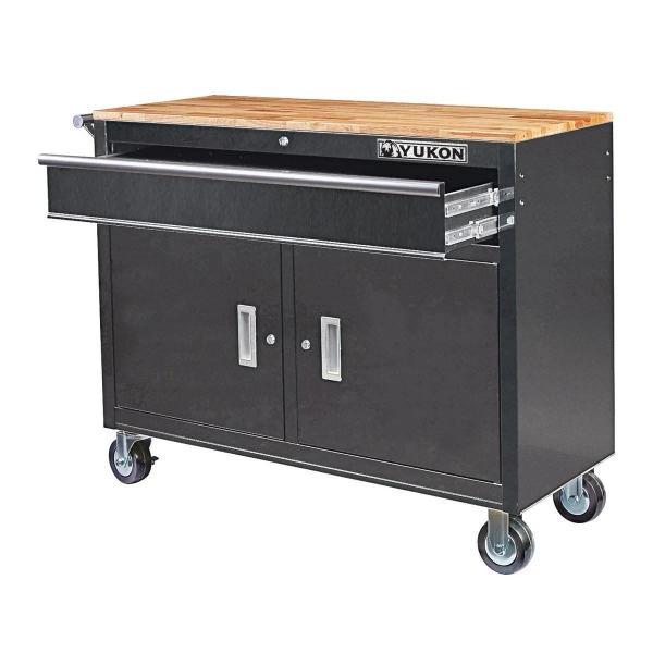 Mobile Workbench with Solid Wood Top