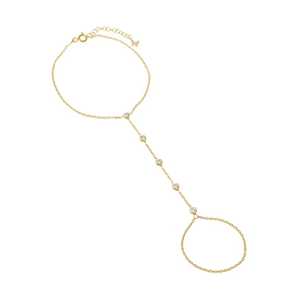 CZ Heart Hand Chain Bracelet