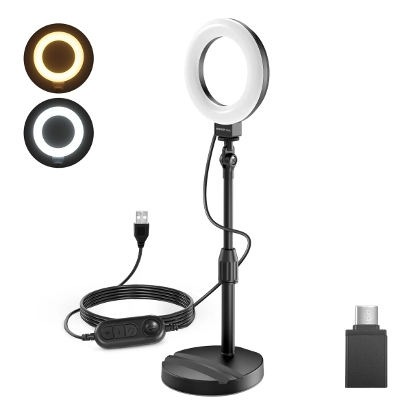 NEEWER BASICS BR60 5"/13cm Desk Ring Light with Stand | Black