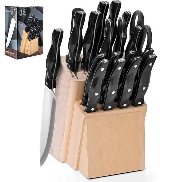 Conjunto de Facas de Cozinha Kitchen Knife Set 19 Pieces Jogo de Facas, Conjunto de 19 Peças Faca, Aço Inoxidável
