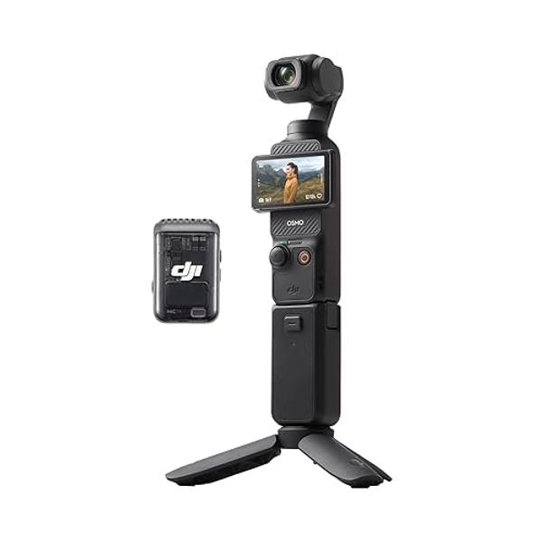 DJI Osmo Pocket 3 Creator Combo, Vlogging Camera with 1'' CMOS, 4K/120fps Video, 3-Axis Stabilization, Face/Object Tracking, Fast Focusing, Mic Included for Clear Sound, Digital Camera for Photography