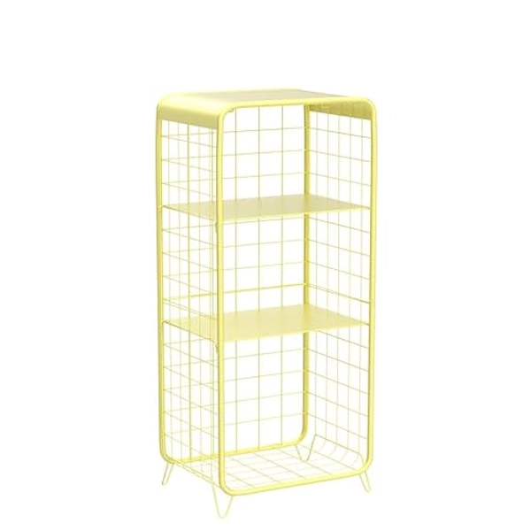 APEXCHASER Metal Side Tables Bedroom,Cute Nightstand,4-Tier Modern End Table with Storage Shelf,Tall Bedside Table,Dorm Furniture,Cute Coffee Table for Living Room, Bedroom,Yellow