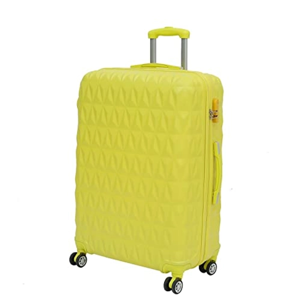 CMY Lightweight 4 Wheel ABS Hard Shell Travel Trolley Luggage Suitcase Set, Medium 24" Hold Check in Luggage (Yellow)
