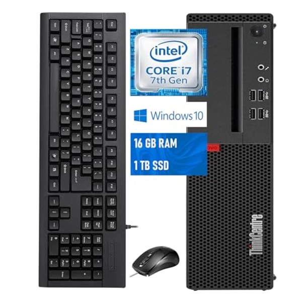 Lenovo ThinkCentre M710s SFF Home and Business Desktop Computer with Wired Keyboard and Mouse, Core i7-7700 3.6GHz,16 GB RAM, 1 TB SSD, Wi-Fi, Bluetooth, Windows 10 Pro (Renewed)