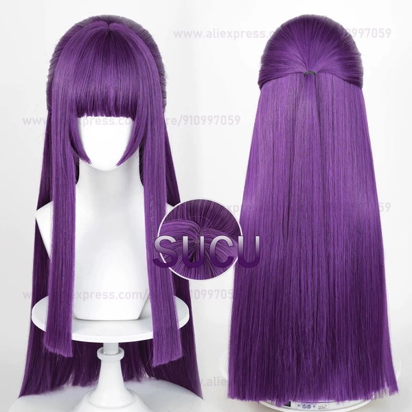 Anime Fern Cosplay Wig 80cm Purple Straight Hair Halloween Heat Resistant Synthetic Wigs+Wig Cap - AliExpress 
