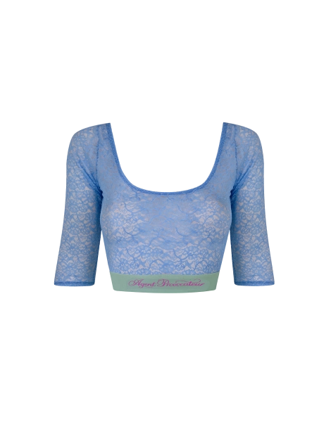 Cher Crop T-Shirt in Blue/Mint | By Agent Provocateur All Clothing