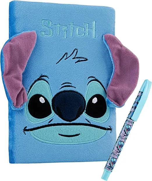 Disney Stitch Gifts 3D Stationary Set with Stitch Fluffy Notebook and Pen Set - 