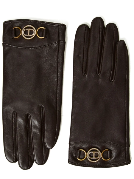 logo-plaque leather gloves | S