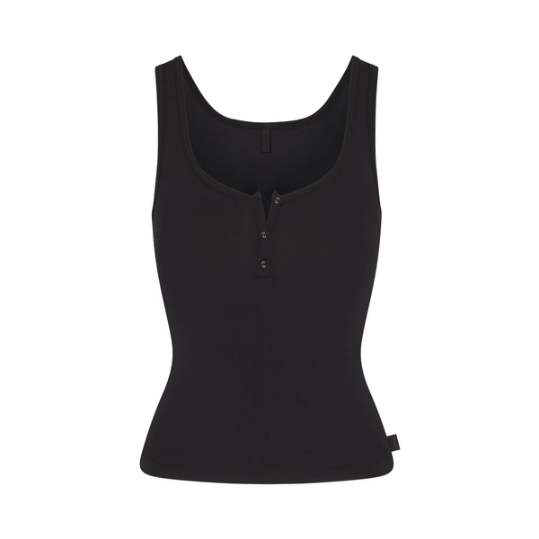 SKIMS SLEEP HENLEY TANK | ONYX