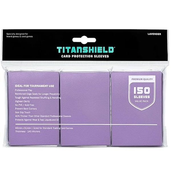 TitanShield Premium Lavender 150 Sleeves Standard Size Board Game Trading Card Sleeves Deck Protector for Magic The Gathering MTG, Baseball Collection, Dropmix - Lavender