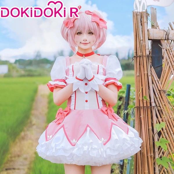 【 in stock】DokiDoki-R Anime Cosplay Costume Women Halloween Pink Battle Dress