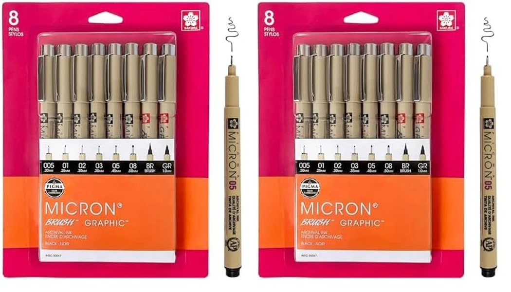 SAKURA Pigma Micron Fineliner Pens - Archival Black Ink Pens - Pens for Writing, Drawing, or Journaling - Assorted Point Sizes - 16 Pack