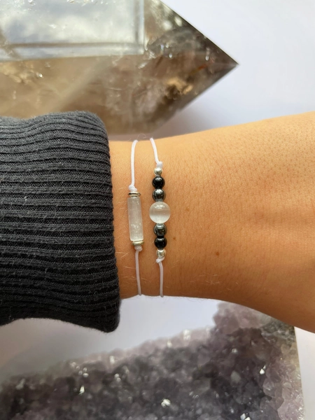 Selenite and black tourmaline powerful protection bracelet, energy shield, gifts for her, empath protection crystals, crystal ball, Witch