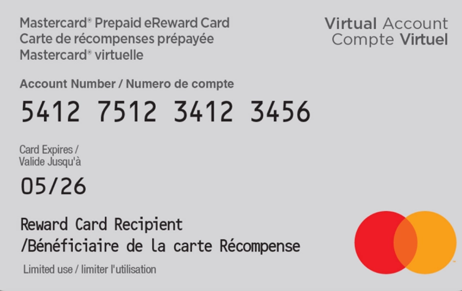Mastercard® Prepaid eReward Card, 12 Month Expiration Gift Card