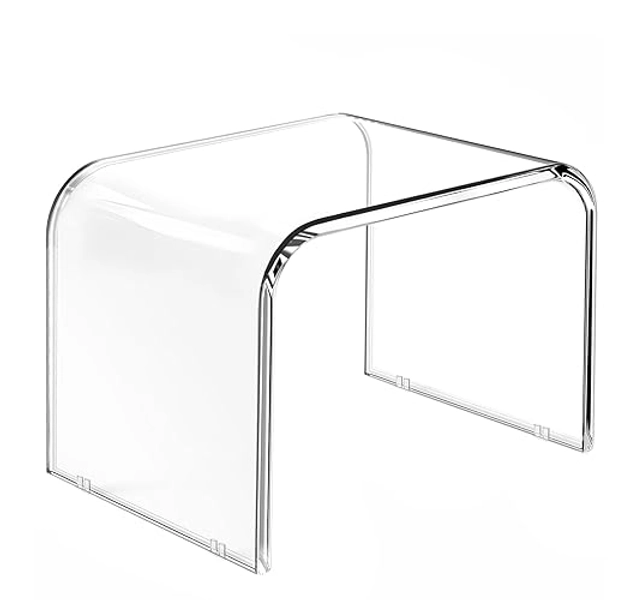 BOPKOWI Acrylic Step Stool,Acrylic Stool,Acrylic Small Step Stool,Acrylic Footstool,Clear Step Stool with Non-Slip for Bathroom,Holds Up to 250lbs (with Non-Slip Stool, Pack of 1)