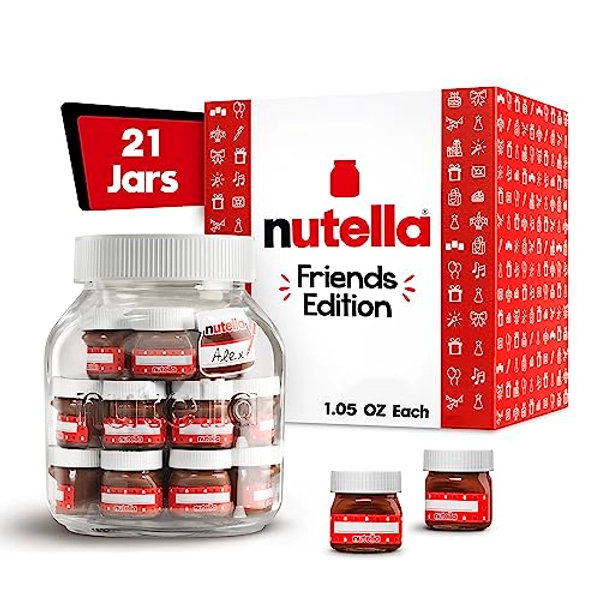 Nutella Hazelnut And Cocoa Spread, 21 Mini Jars, Friends Edition, 1.05 Oz Each