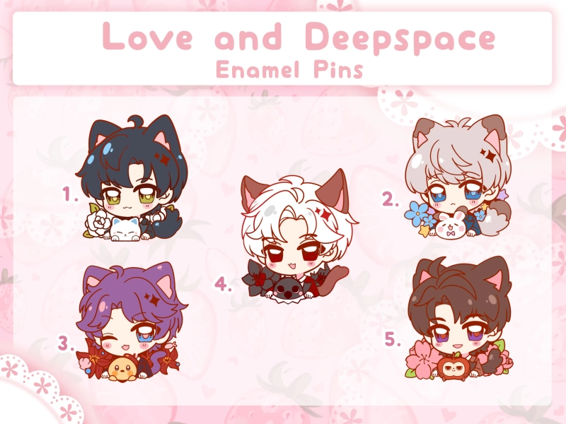 Love and Deepspace Enamel Pins: Zayne, Sylus, Rafayel, Xavier, Caleb