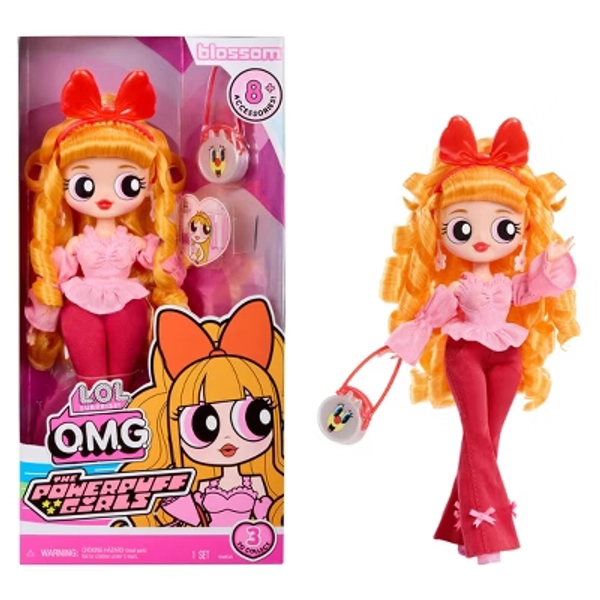 L.O.L. Surprise! OMG The Powerpuff Girls Doll - Blossom: Curly Orange Hair, Articulated Fashion Figure