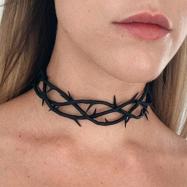 Black Gothic Lace Velvet Thorn Choker