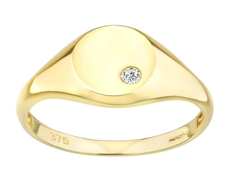 Old English Jewellers 9ct Yellow Gold Signet Ring Stone Set size J K L M N O P Q R S/Mens or Ladies