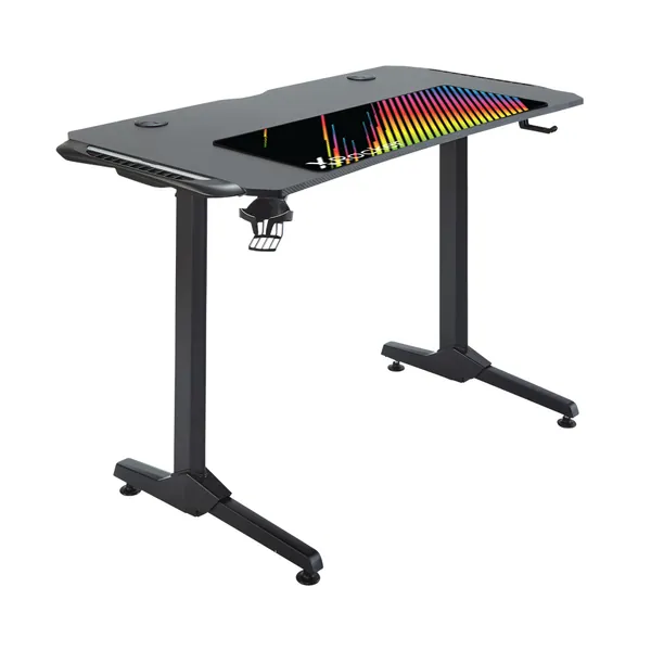 X-Rocker Panther RGB Gaming Desk with Neo Motion Multicolour LED Lighting Technology and Free Mouse Pad Included, Sturdy Home Office Computer Table