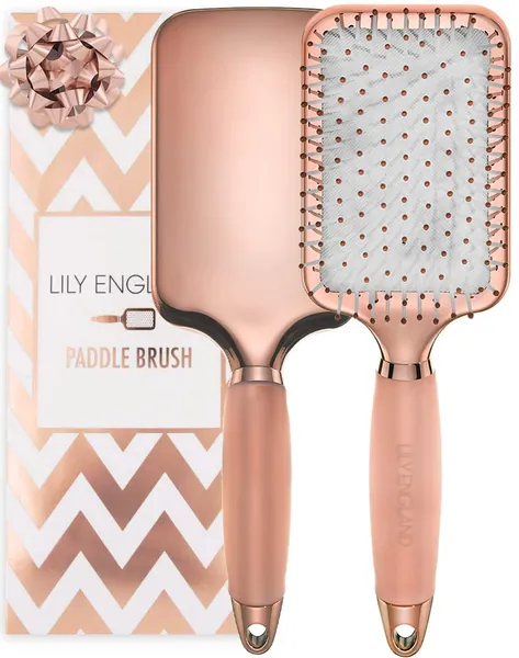 Paddle Brush, Professional Large Detangle Hair Brush for All Hair Types, Rose Gold Hairbrush for for Detangling, Blowdrying and Straightening for Women by Lily England