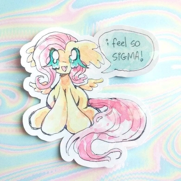 sigma fluttershy | sparkly holo vinyl sticker