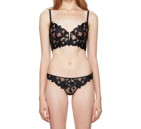 Fleur Du Mal Black Lily Lingerie Set