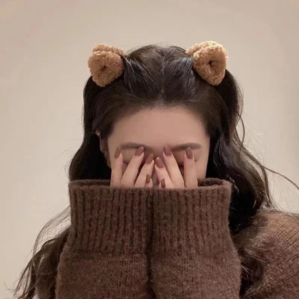 Cozy Cute Bear Plushie Brown Teddy Ear Hair Clips