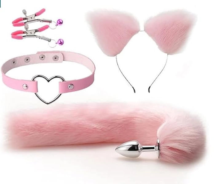 Kitty cat tail butt plug cosplay set