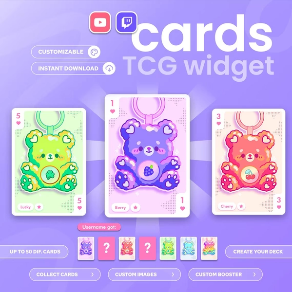 TCG Collectible Cards Widget | Twitch & Youtube | Blind box | Customizable widget | StreamElements OBS Streamlabs
