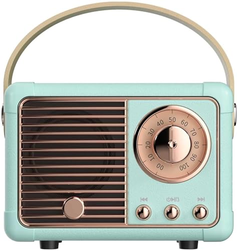 Baolira Vintage Retro Bluetooth Speaker Wireless Mini Speaker,Blue Speaker with Crystal Clear Stereo Sound Rich Bass, Retro Portable Speaker for iPhone,Android Devices and Tablet(Blue) - Blue