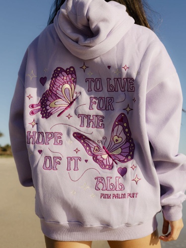 Aesthetic Light Purple To Live For the Hope of it All Printed Hoodie | Purple / XS