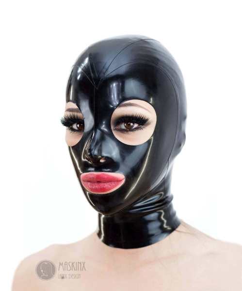 Latex Rubber Hood - single color with zipper and round eyes
