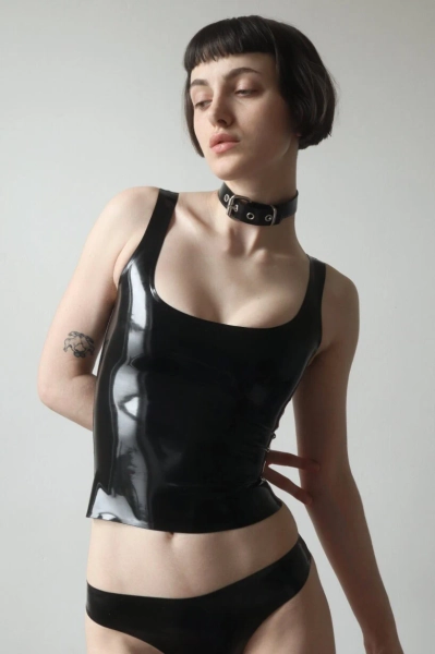 Custom made basic Latex Rubber Vest top