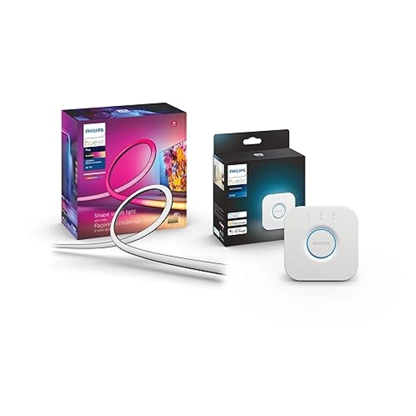 Philips Hue 55" Smart TV Light Strip with Bridge - White and Color Ambiance LED Color-Changing TV BackLight - Sync with TV, Music, and Gaming - Requires Sync Box - Control with Hue App or Voice