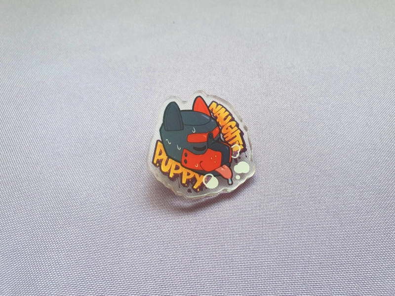 Naughty Puppy Acrylic Pin - 5cm