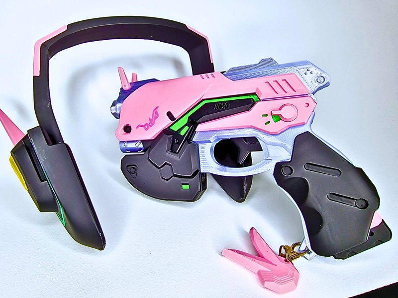 D.VA Cosplay Gun & Headset, Nerf this! toy gun. Overwatch inspired Dva cosplay, Cosplay gun and headset, D.va blaster, Fan art, Nerf,