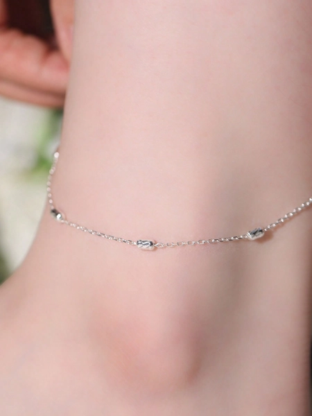 1 pièce Bracelet de cheville tendance et unique en argent sterling plaqué platine rayé comme du bonbon avec des perles. Convient pour les bals, les fêtes et les cérémonies de remise des diplômes