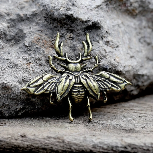 Insect Beetle Zinc Alloy Brooch - Zinc Alloy / Gold