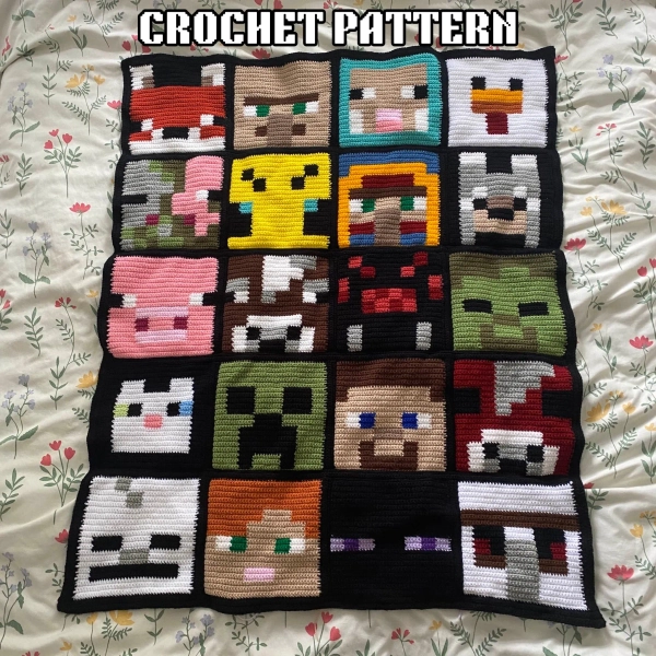 Mining Game Crochet Blanket Pattern PDF Mob Heads