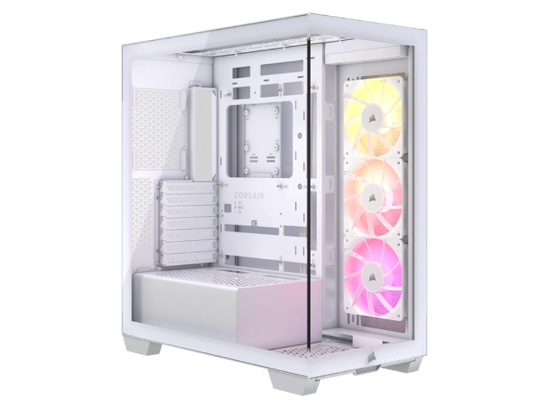 CORSAIR 3500X ARGB Tempered Glass Mid-Tower PC Case, White – 3x Pre-Installed RS120 ARGB Fans – Reverse Connection Motherboard Compatible – Fits up to