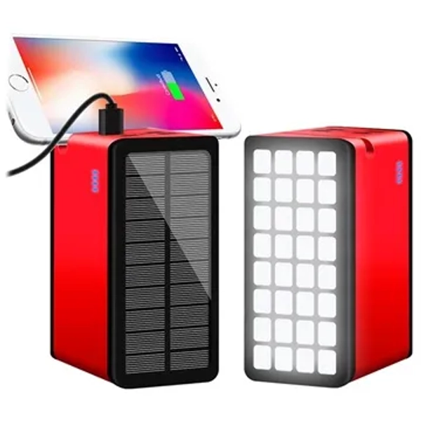 Psooo 100000mAh Solcelle Powerbank - 4xUSB - Rød