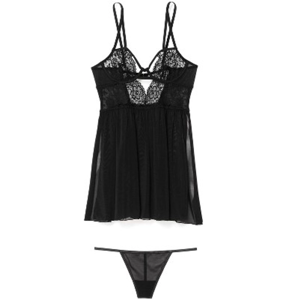 Adore Me Women's Rae Babydoll Lingerie 2X / Jet Black.