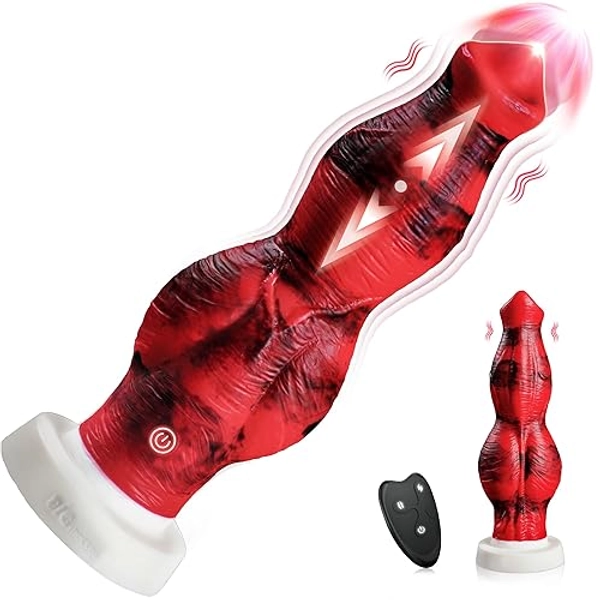 BIG SHOCKED Thrusting Dildo Women Sex Toys - 10'' Knot Huge Toy with 7 Vibration Thrust Mode, Silicone Suction Cup Thick Dildos Anal G Spot Vibrator Adult for Couples & Games
