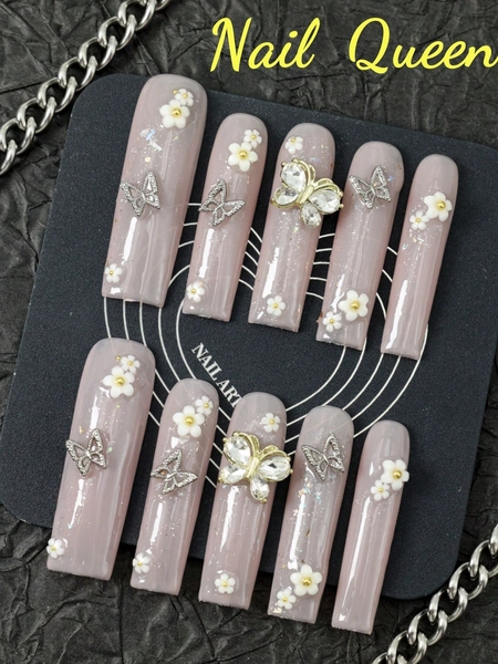 Super Long Ballet-Style Flower Nails