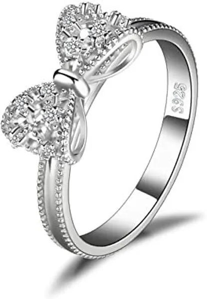 Sterling Silver Crystal Bow Ring
