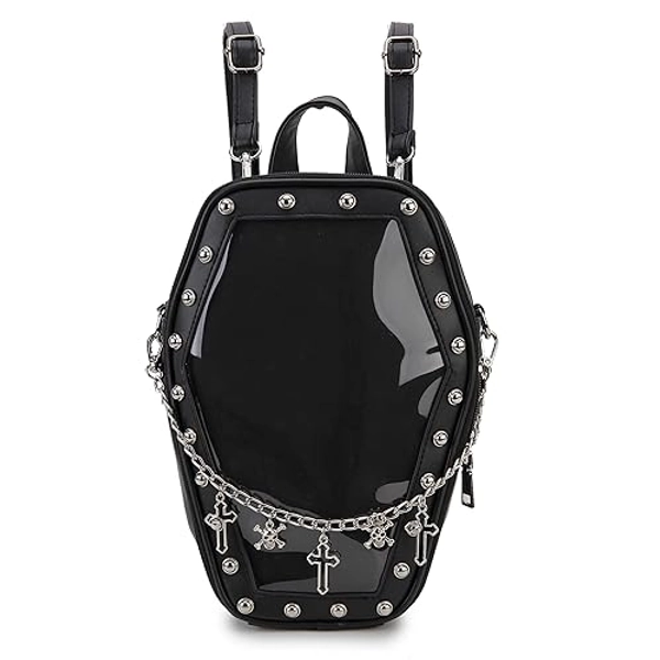 ENJOININ Gothic Coffin Shape Fashion Purses and Handbags for Women Halloween Shoulder Bag Backpack