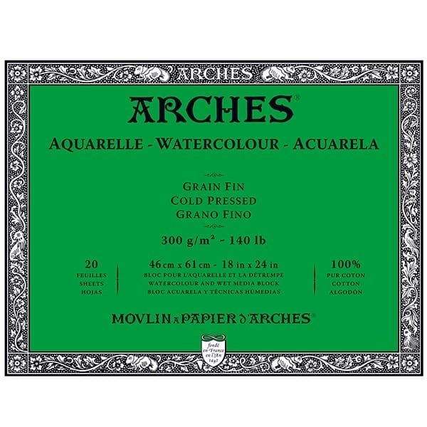 Arches Watercolor Block 18"x24", 140lb Cold Press, 20 Sheets