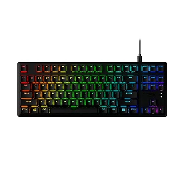 HyperX Alloy Origins Core PBT - TKL Mechanical Gaming Keyboard, PBT Keycaps, RGB lighting, Compact, Aluminum Body, Customizable with HyperX NGENUITY, Onboard Memory - HyperX Linear Red Switch - TKL - HyperX Red - Black PBT
